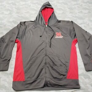 Nebraska Huskers Sweatshirt Mens XL Gray Full Zip Hooded Pockets Windbreaker